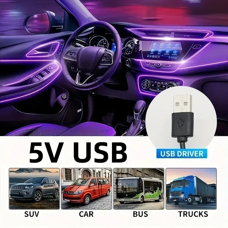 Flexible USB Car Interior Neon Light Strip