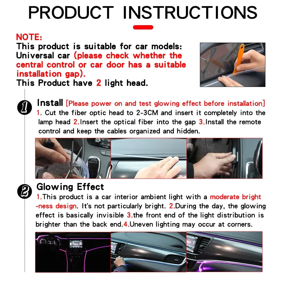 USB-Powered Car Interior LED Ambient Light