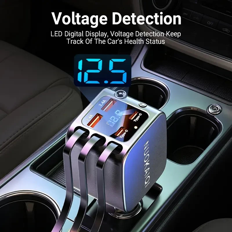 Retractable Car Charger with Star Projector