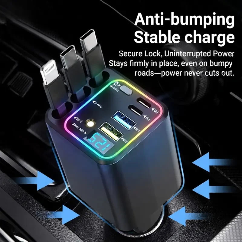 Retractable Car Charger with Star Projector
