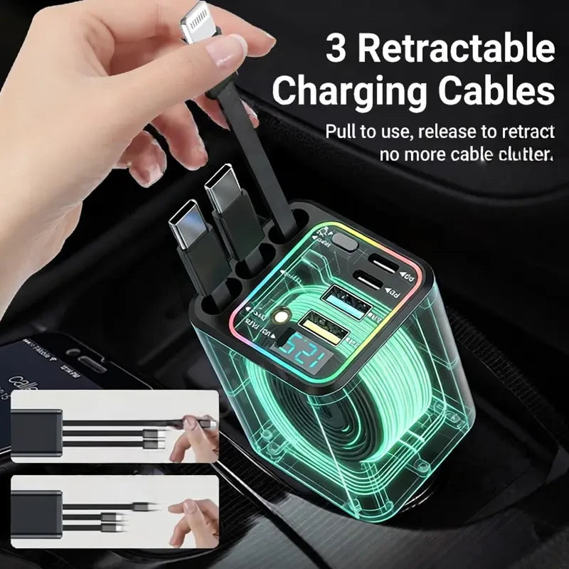 Retractable Car Charger with Star Projector