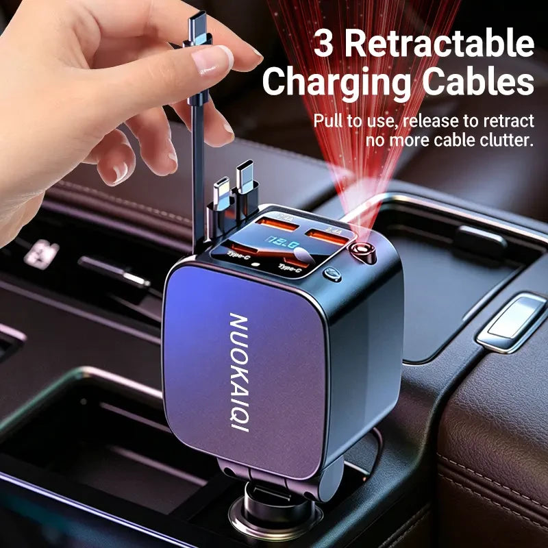 Retractable Car Charger with Star Projector