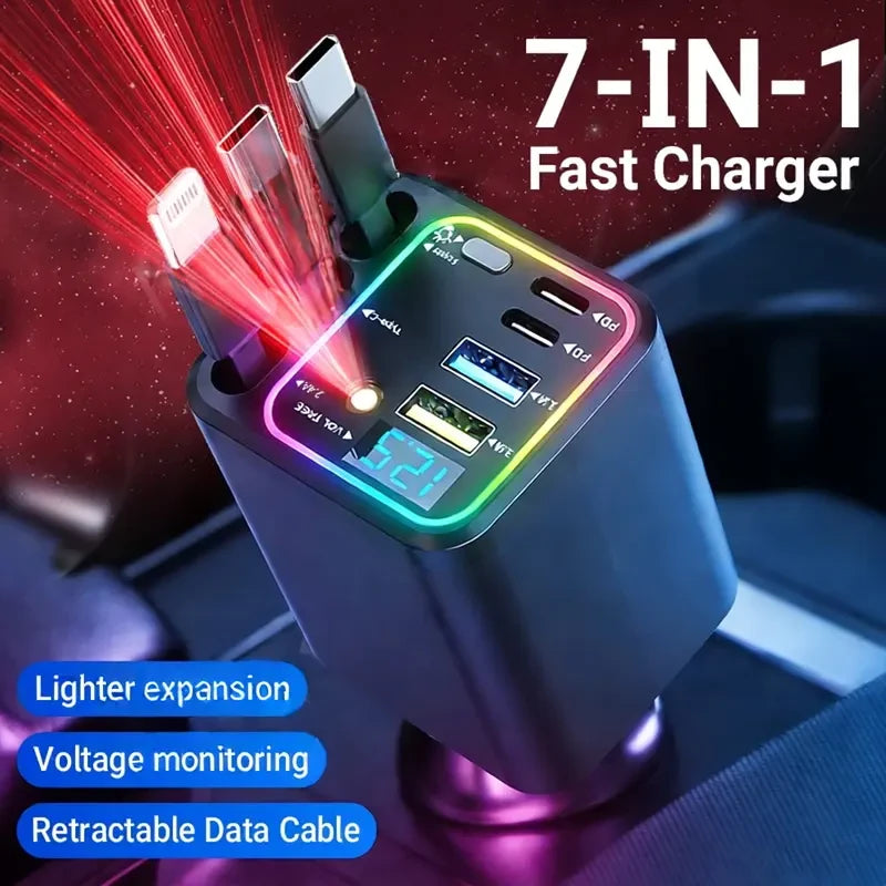 Retractable Car Charger with Star Projector
