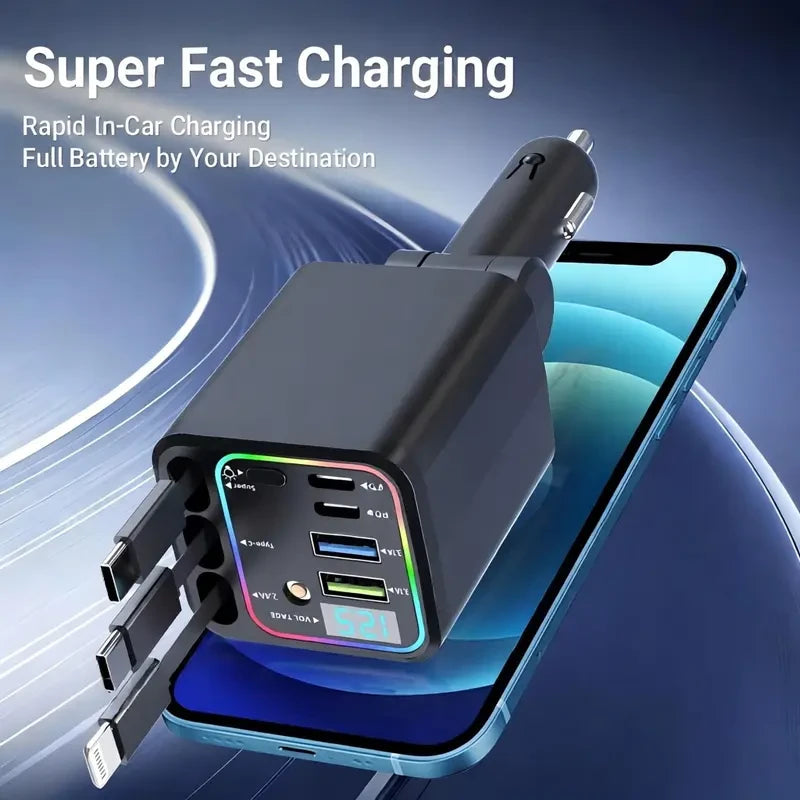 Retractable Car Charger with Star Projector