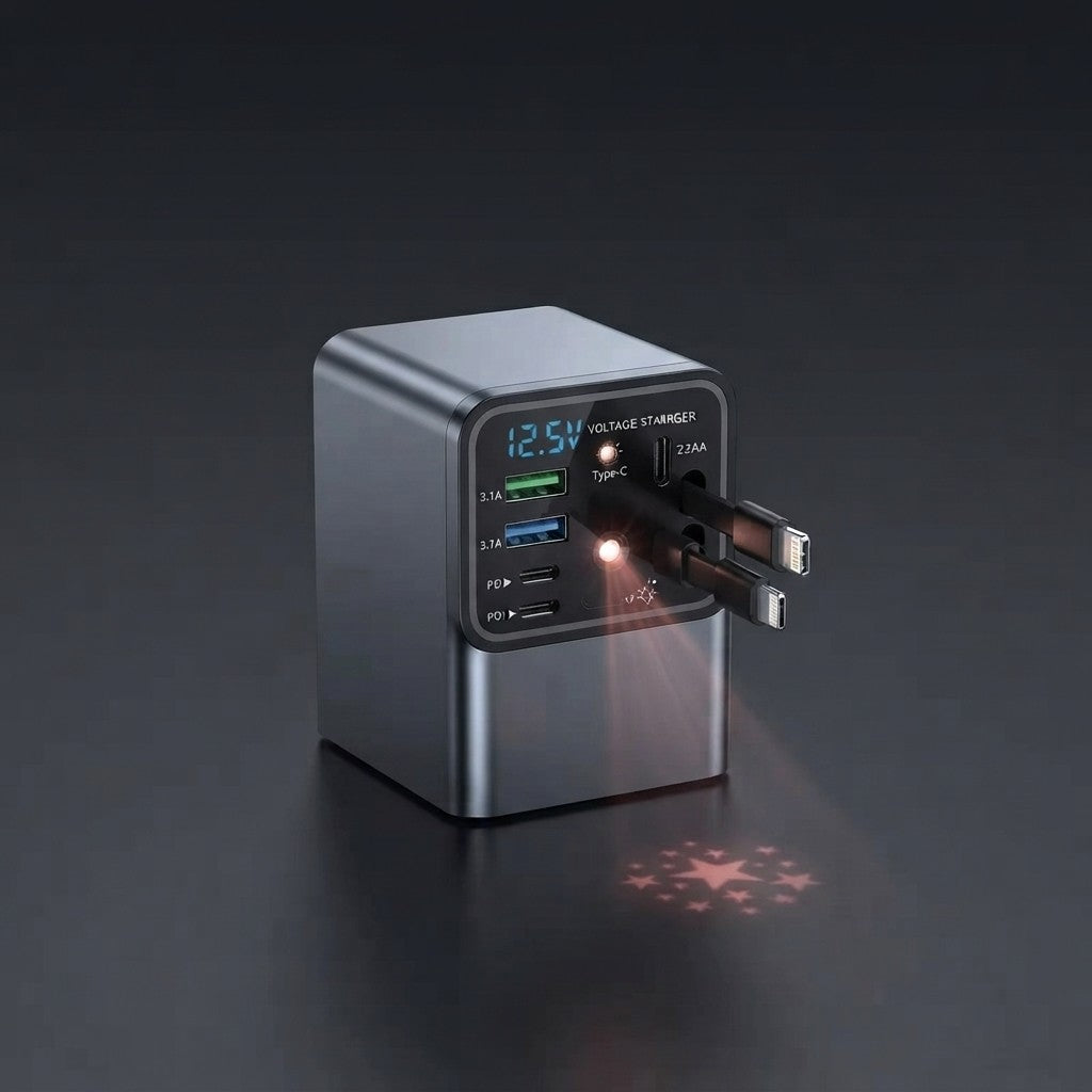 Retractable Car Charger with Star Projector
