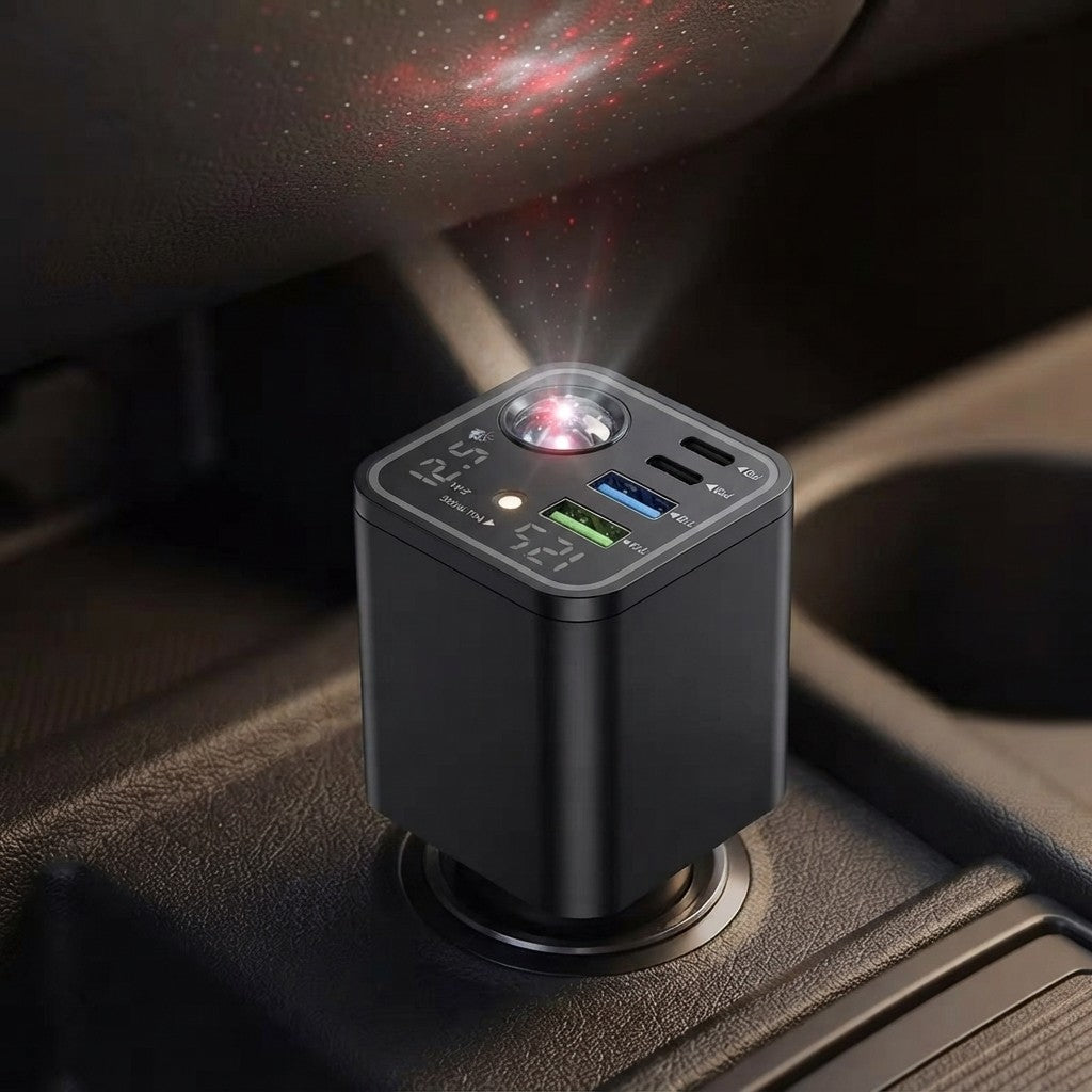 Retractable Car Charger with Star Projector